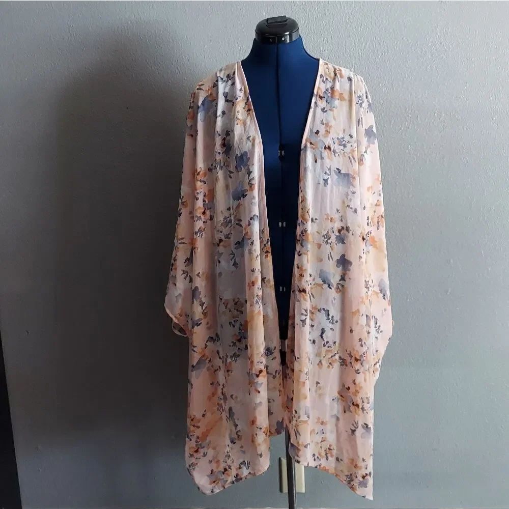 GeeGee Peachy Pink Floral Kimono 2XL